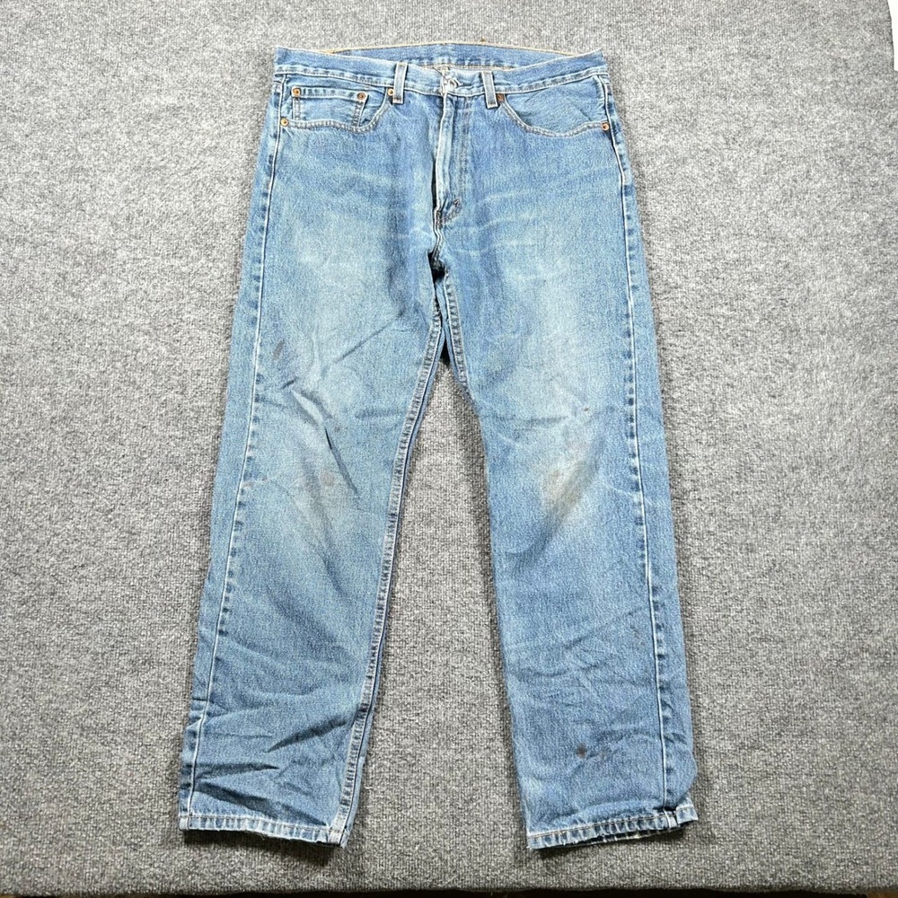 Levi's Jeans Mens Size 36x32 Blue 505 Regular Fit Straight Leg Medium Wash Denim